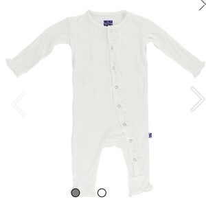 Kickee Pants Girl's Solid Bamboo Basic Muffin Ruffle Coverall Snap 6-9 months